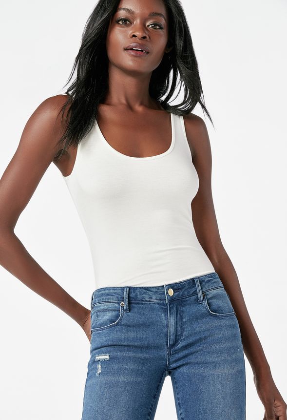 Luxe Tank Top in Off-White - Get great deals at JustFab