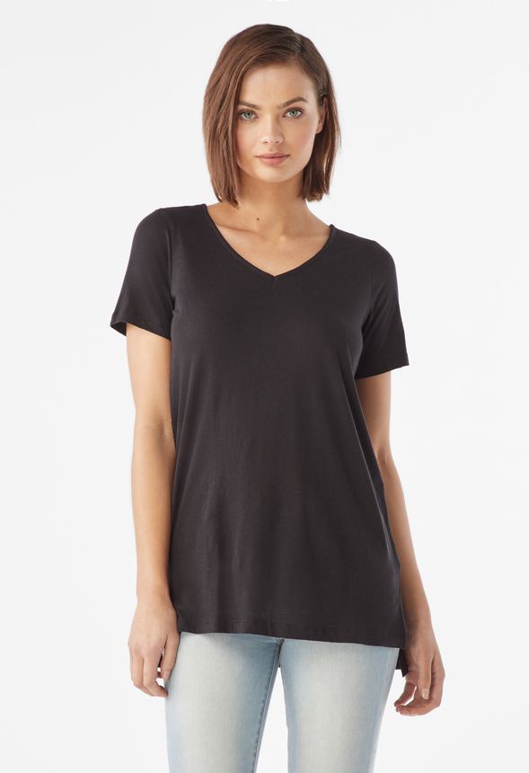 Cross Back V-Neck Knit Top in Black - Get great deals at JustFab