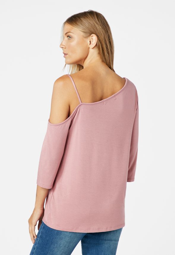 Asymmetrical Shoulder Top in Pink Mauve - Get great deals at JustFab