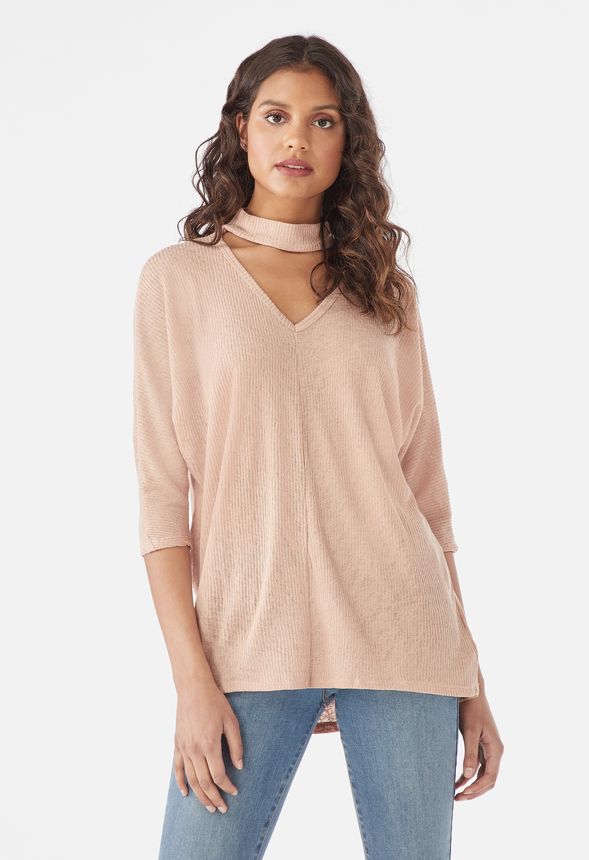 Cozy Rib Knit Cut Out Top in Light Pink - Get great deals at JustFab