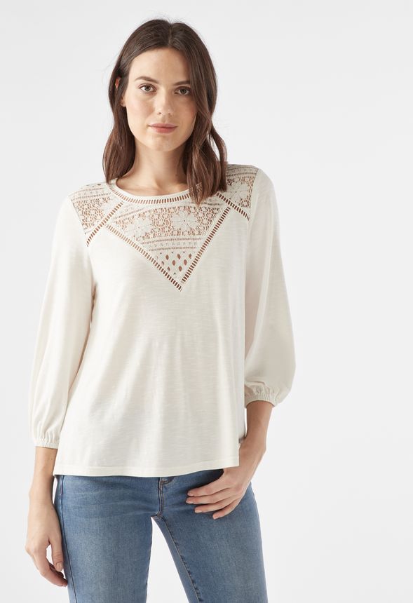 Knit Peasant Top With Crochet in Knit Peasant Top With Crochet - Get ...