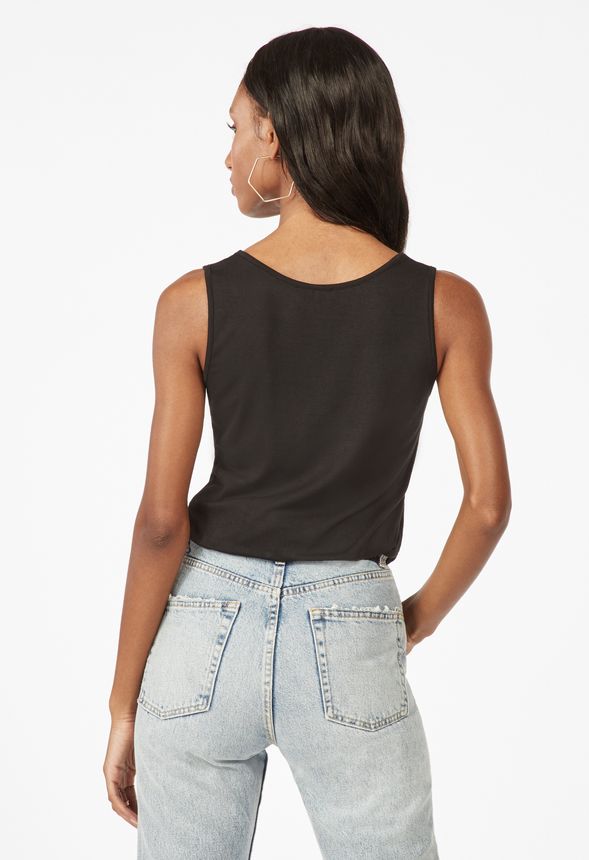 Criss Cross Front Tank Top in Black Get great deals at JustFab