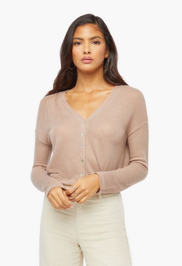 kit button front knit top