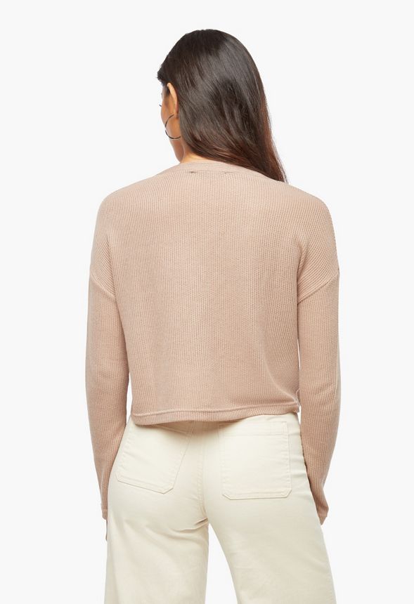 florence button front knit top