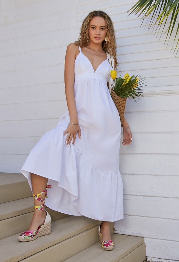 Elastic Strap Maxi Dress Clothing in White - Get great deals at 