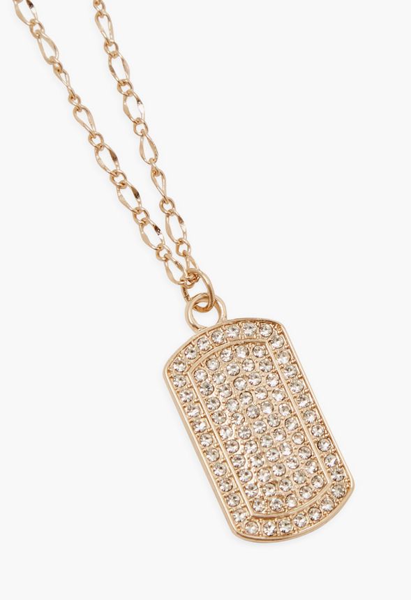 Pave Dog Tag Pendant Necklace Bags & Accessories in Gold - Get great ...