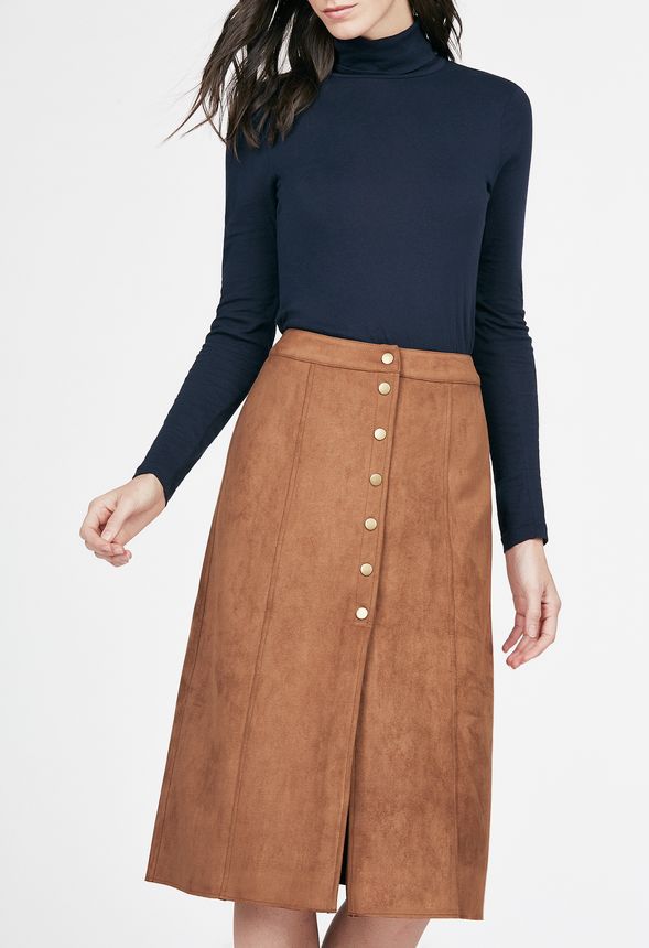 Suede Midi Skirt in Suede Midi Skirt - Get great deals at JustFab