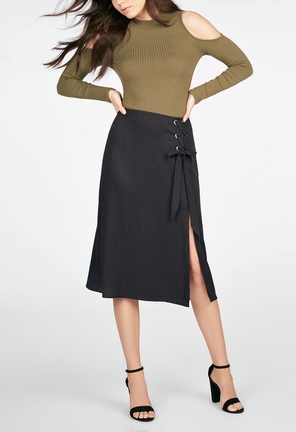 Lace-Up Midi Skirt in Lace-Up Midi Skirt - Get great deals at JustFab