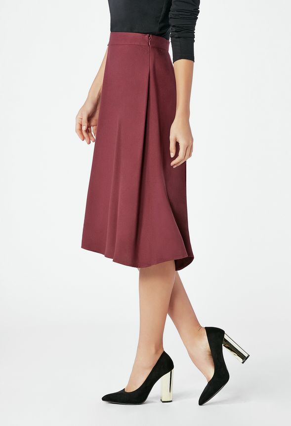 Crepe Circle Skirt in Oxblood - Get great deals at JustFab
