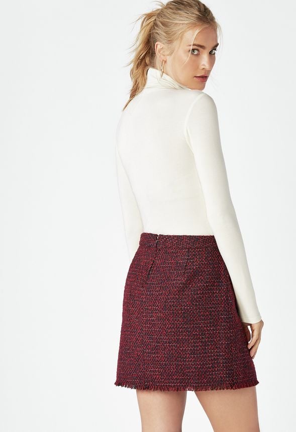 Tweed Wrap Skirt in Red Velvet Multi - Get great deals at JustFab