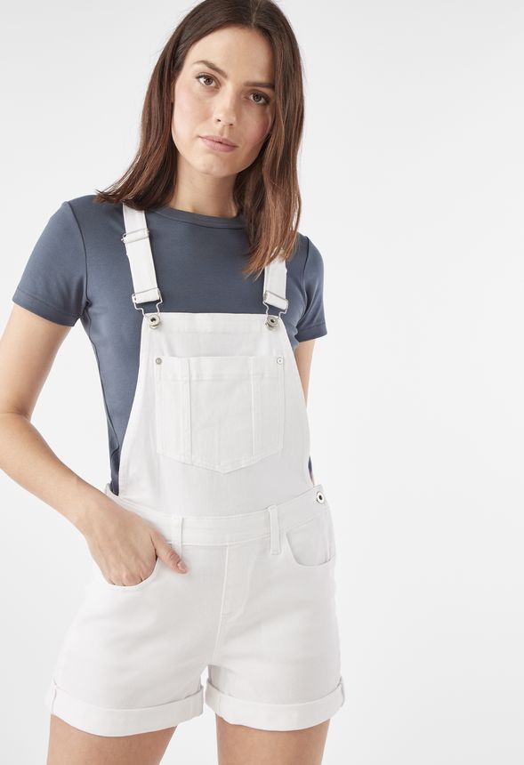 Short Denim Overalls in White - Get great deals at JustFab