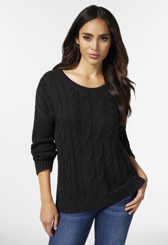 Criss Cross Back Pullover in Black - Get great deals at JustFab