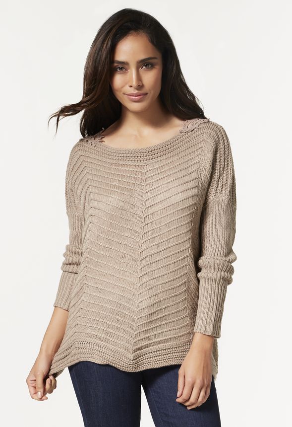 Crochet Back Tunic in Taupe - Get great deals at JustFab