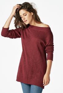 Wide Boatneck Sweater in Heather Cappuccino - Get great deals at JustFab