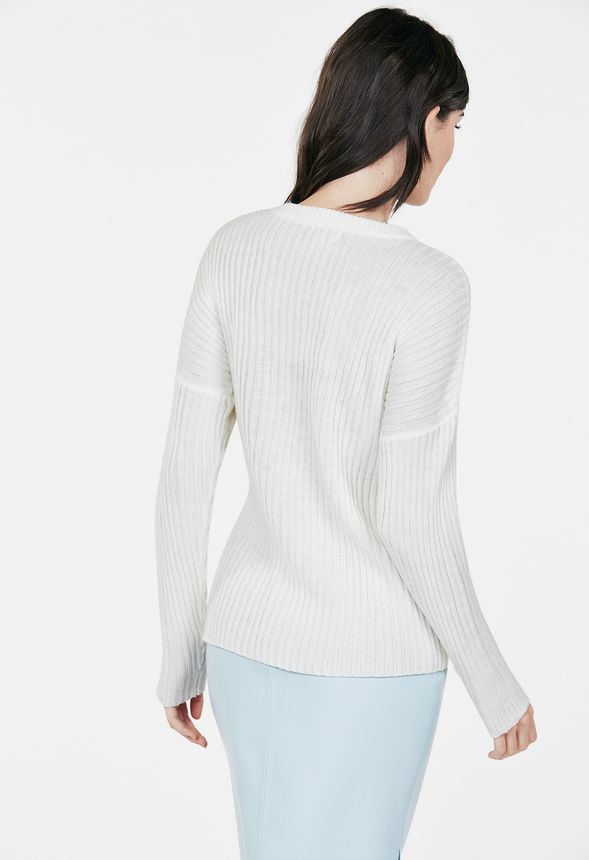 Side Lace-Up Sweater in Ivory - Get great deals at JustFab