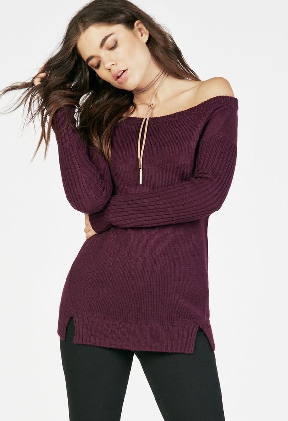 Off Shoulder Sweater in Boysenberry - Get great deals at JustFab