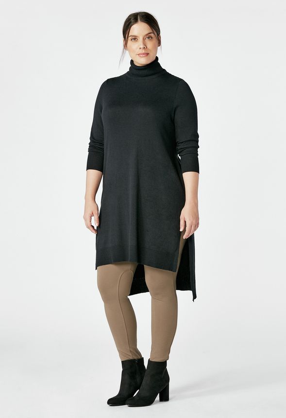 Long Tunic Sweater in Black - Get great deals at JustFab