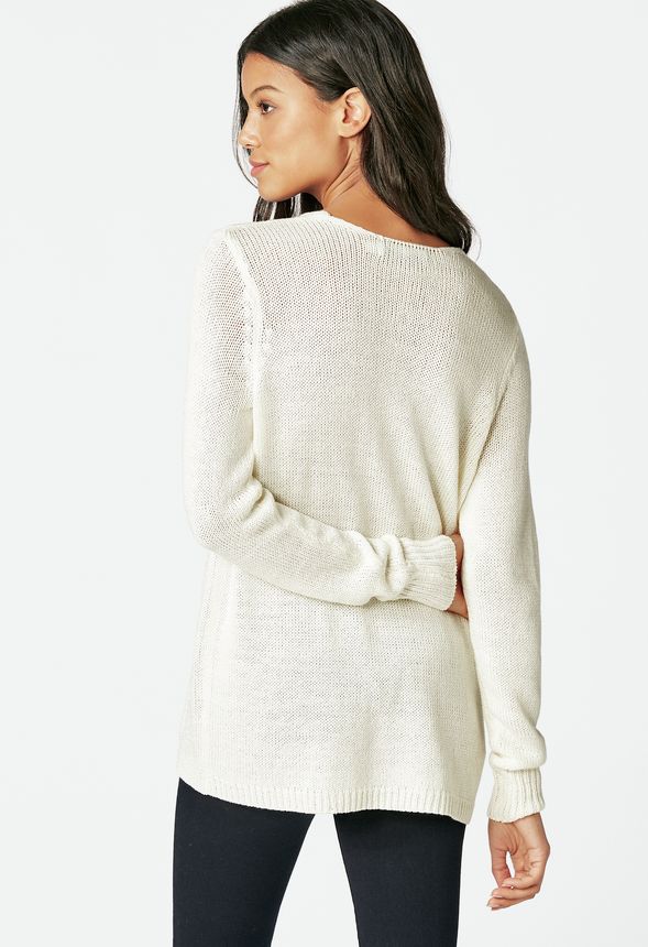 Distressed V-Neck Sweater in egg shell - Get great deals at JustFab