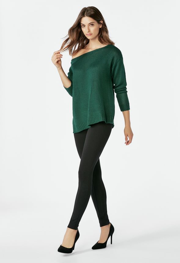 Off Shoulder Pullover Sweater in winter green - Get great deals at JustFab