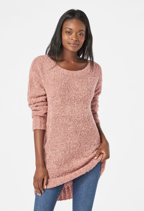 Cozy Slouchy Tunic in Pink Mauve - Get great deals at JustFab