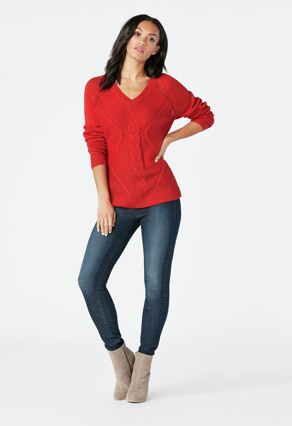 Cable Stitch V-Neck Sweater in Cable Stitch V-Neck Sweater - Get great ...