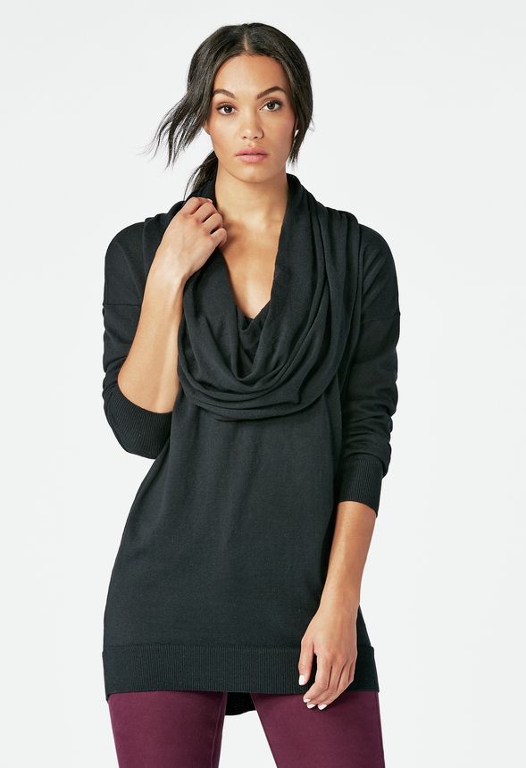 Cowl Neck Pullover Sweater in Black - Get great deals at JustFab