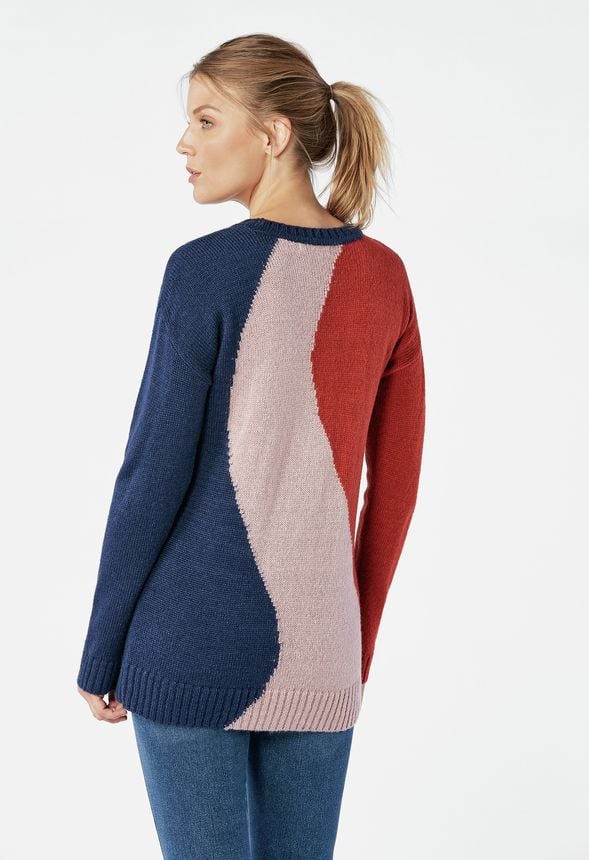 color block tunic sweater