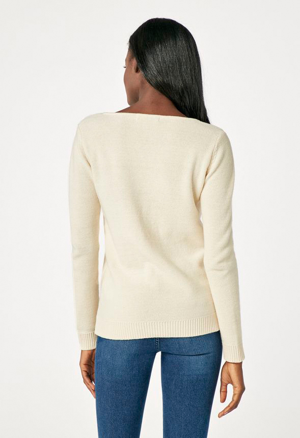 Lace-Up Pullover in Ecru - Get great deals at JustFab