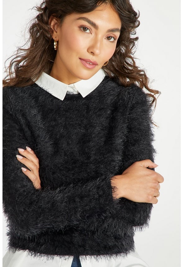 Faux Fur Sweater in Black - Get great deals at JustFab