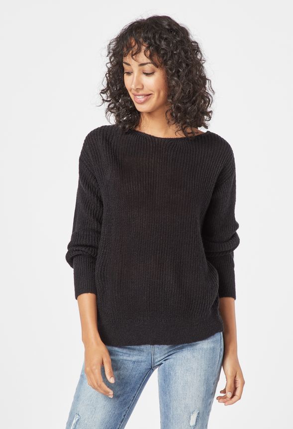 Twist Back Sweater in Black - Get great deals at JustFab