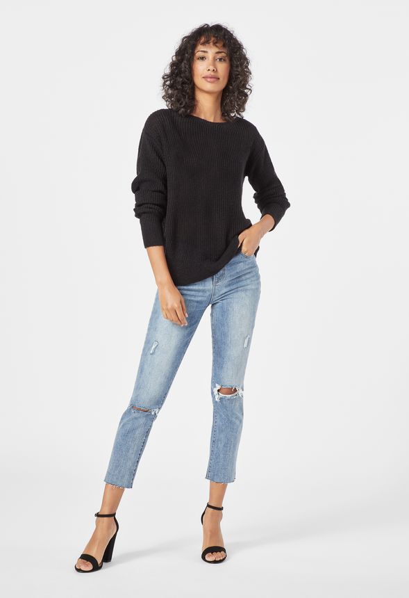 Twist Back Sweater in Black - Get great deals at JustFab