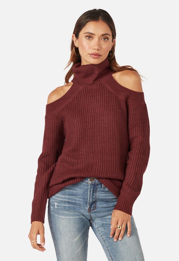 Cold Shoulder Sweater in Red - Get great deals at JustFab