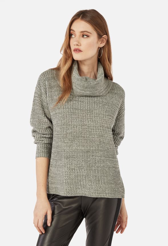 Side Slit Tunic Sweater in Marled Grey - Get great deals at JustFab