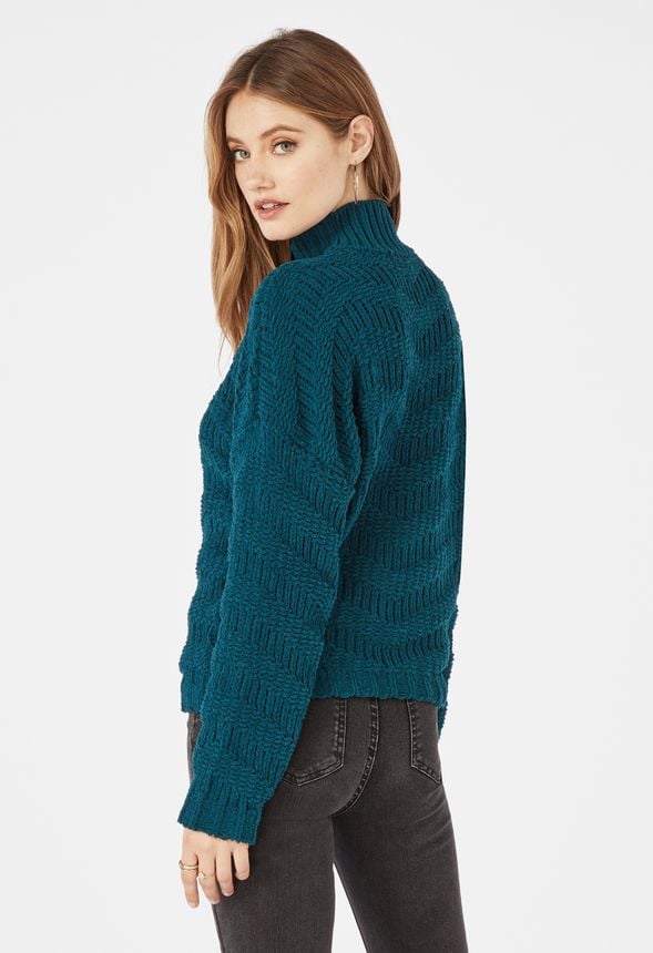 black chenille turtleneck sweater