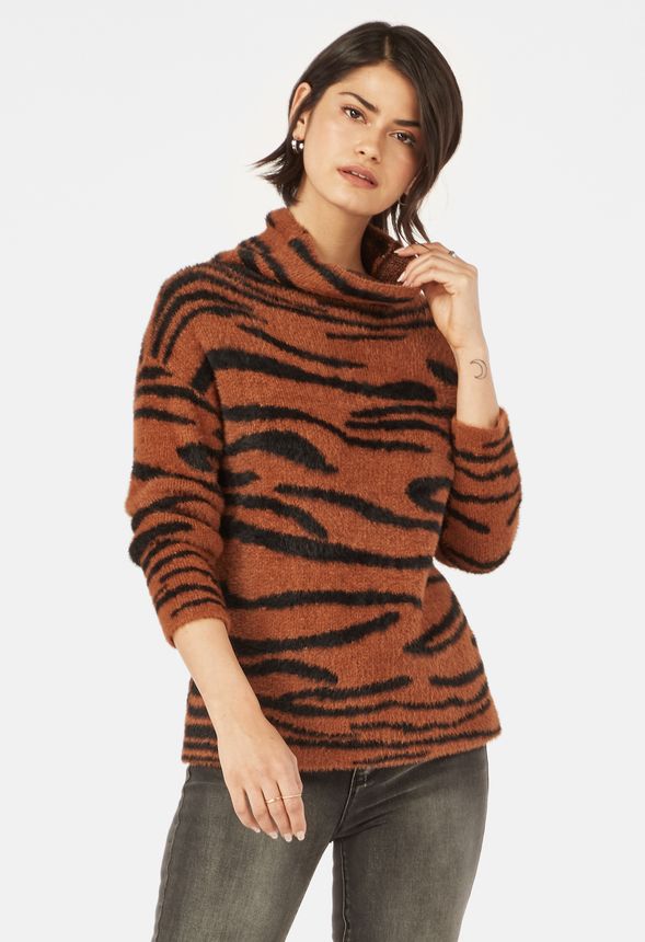 Tiger Jacquard Sweater in Toasted Coconut Multi - Get great deals at ...