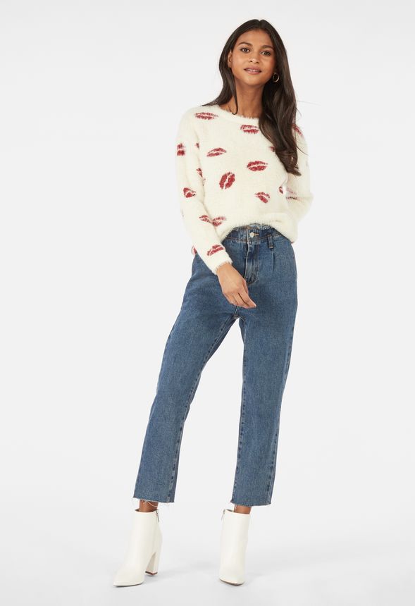 Lips Sweater in WHITE MULTI Get great deals at JustFab
