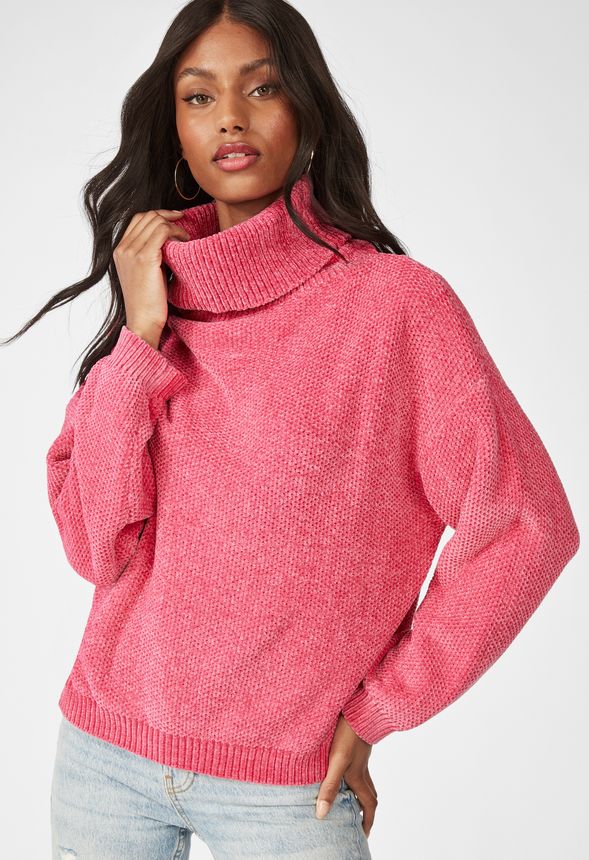 Chenille Turtleneck Sweater in Pink - Get great deals at JustFab