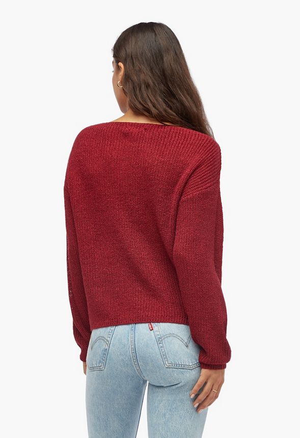 Off Shoulder Sweater Plus Size in Oxblood Red - Get great deals at JustFab