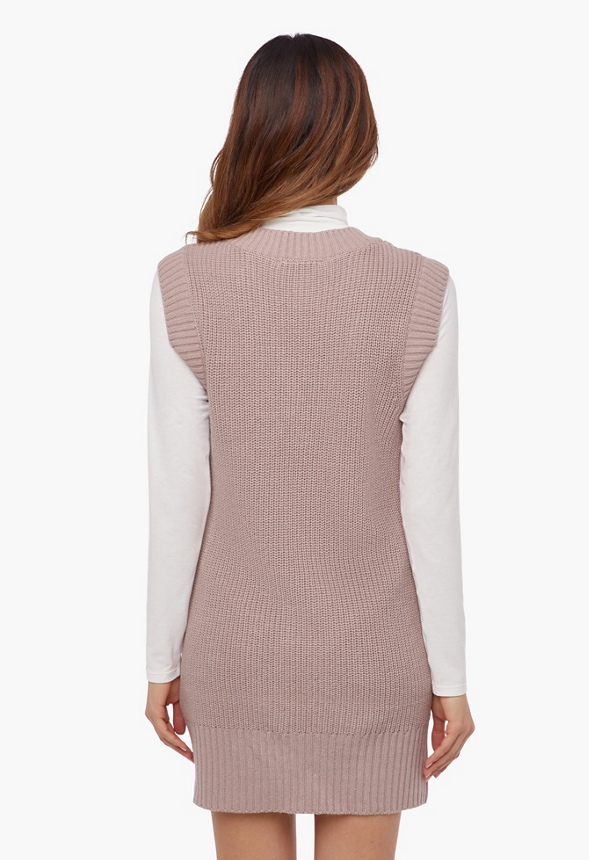 Sweater Vest Dress Clothing in Taupe - Get great deals at JustFab