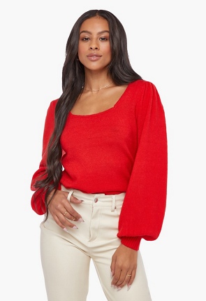 Puff Sleeve Square Neck Sweater