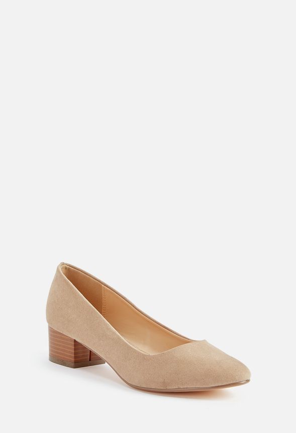 taupe block heel pumps