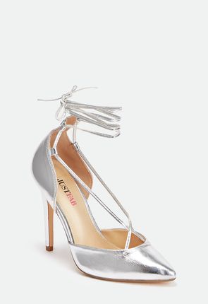 justfab silver heels
