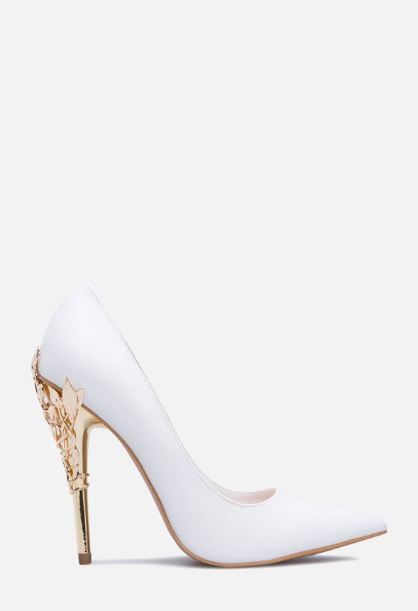 justfab white heels