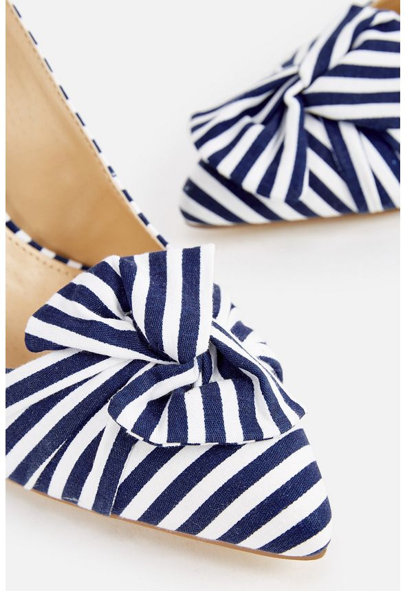 Newla Sling-Back Bow Pump in Stripe - Get great deals at JustFab