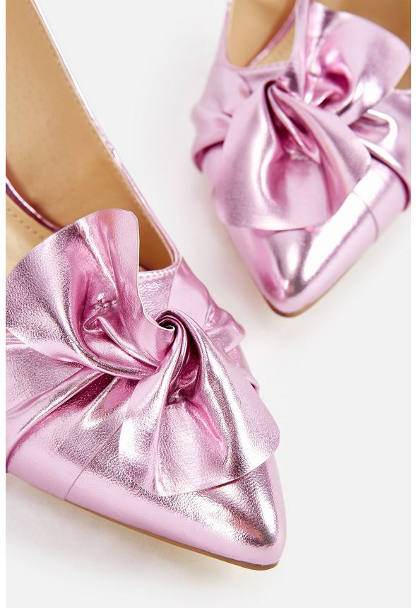 Newla Sling-Back Bow Pump in PINK METALLIC - Get great deals at JustFab