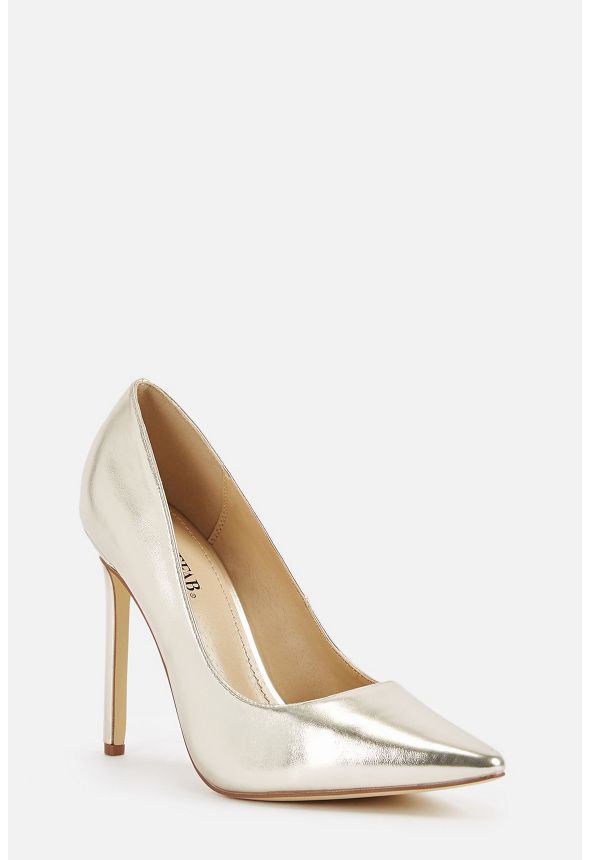 Mennah Pointed Toe Pump in Champagne - Get great deals at JustFab