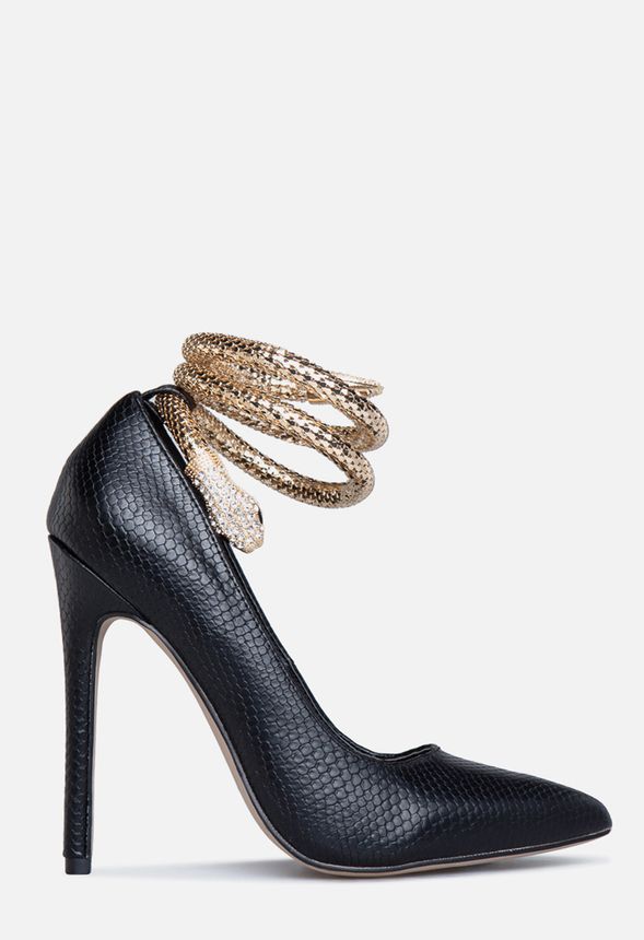 Lenora Pointed Toe Pump in Black Snake - Get great deals at JustFab