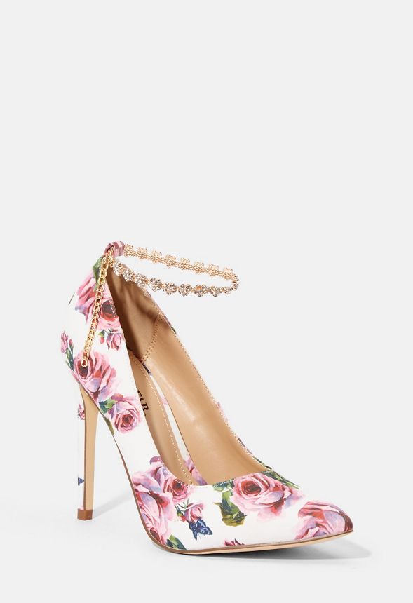 brown and white pumps