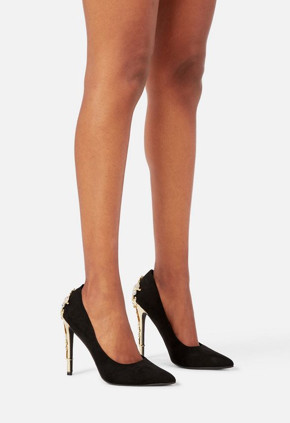 embellished heel pump