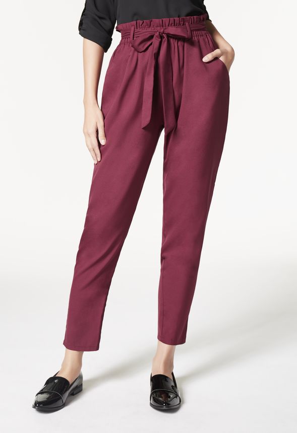 Tie Front Pants in Wine - Get great deals at JustFab